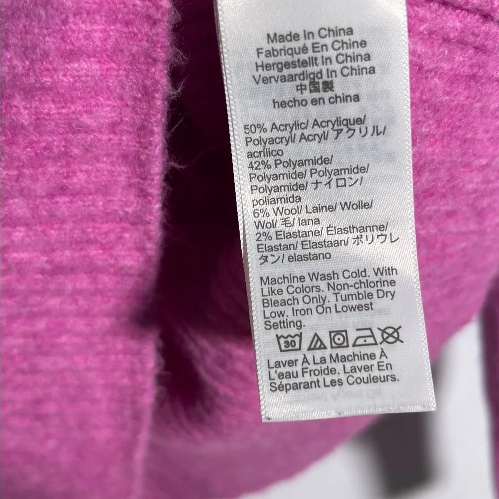J. CREW WOMENS RIBBED PUFF SLEEVE PINK SWEATER EXTRA SOFT MEDIUM BJ854